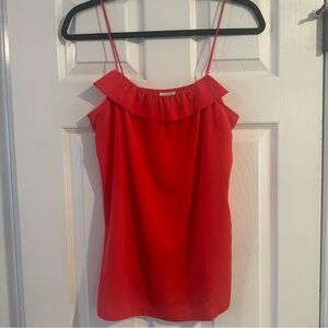 J Crew Salmon Coral Spaghetti Strap Ruffle Tank Camisole Capsule Work to Drinks